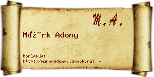 Márk Adony névjegykártya